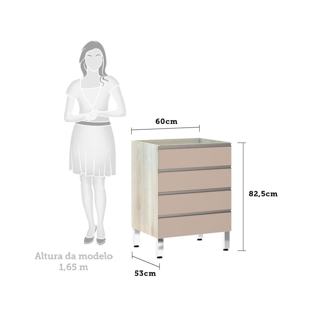 Balcão Sem Tampo 60cm Luci Legno Crem e Connect - 2