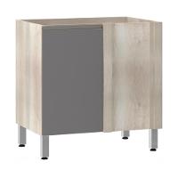 Balcão Sem Tampo Canto Reto Luciane 80cm Luci Legno Crem e Cinza Puro - 1