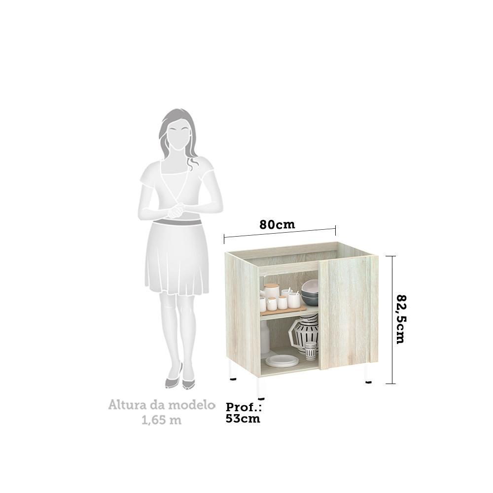 Balcão Sem Tampo Canto Reto Luciane 80cm Luci Legno Crem e Cumaru - 2