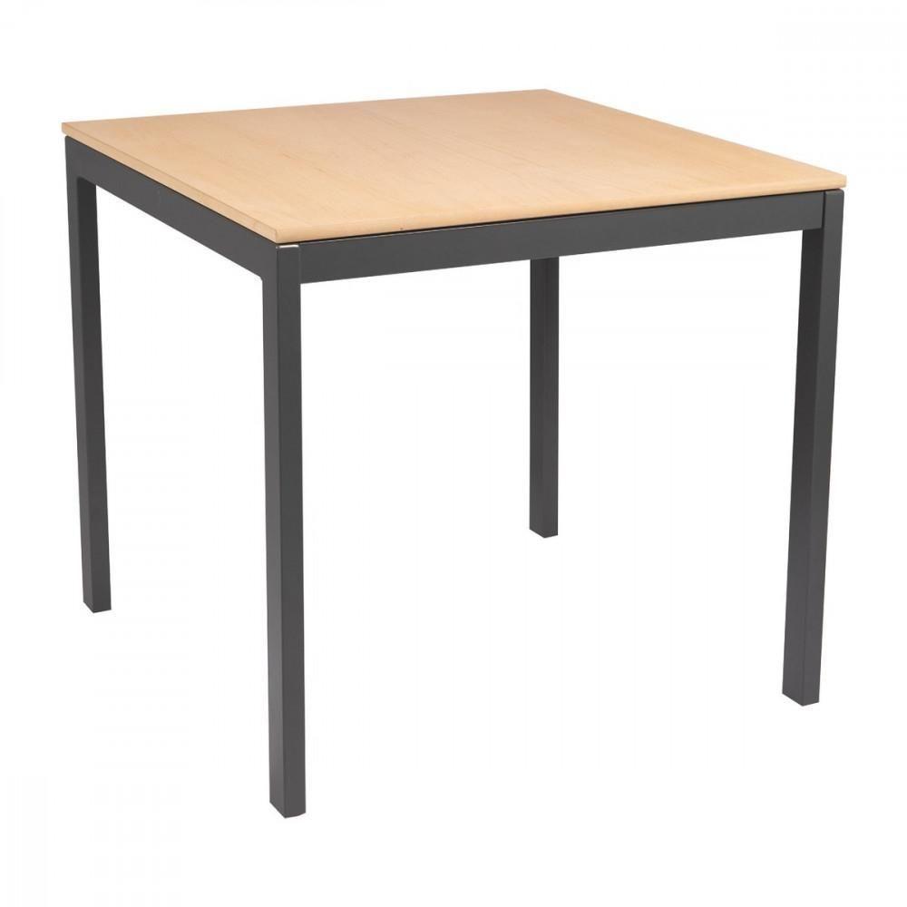 Mesa Quadrada Barcelona Em Multilaminado Natural Com Pernas Em Aço Acabamento Grafite 70 Cm - 1