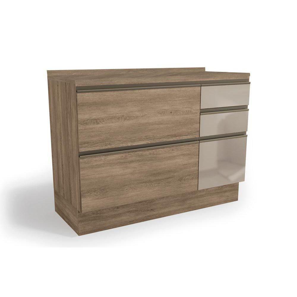 Gabinete de Cozinha Modulado  Maxxi G747 1 Porta e 4 Gavetas c/ Vidro + Tampo Nogal - Kappesberg - 1