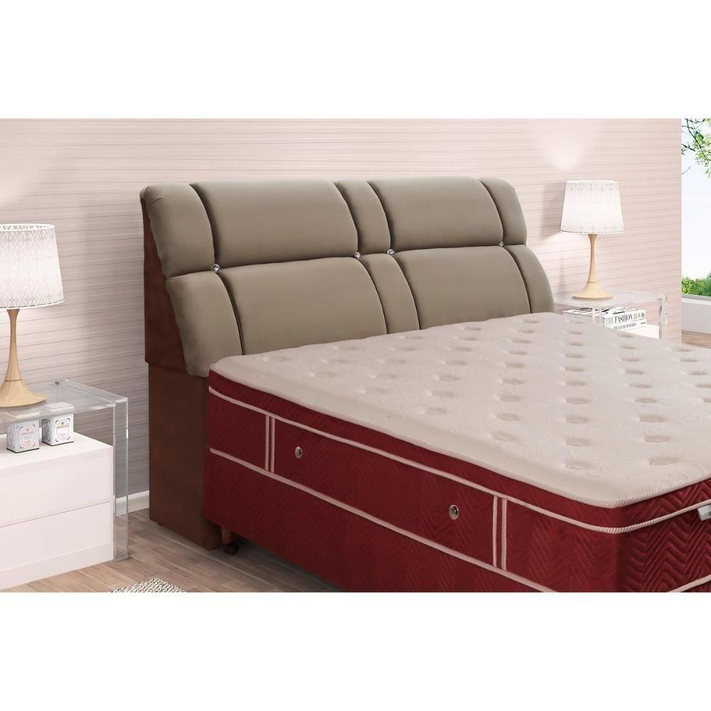 Cabeceira Cama Box Estofada Casal Casal Imperador Suede Cinza/Negro - Simbal - 1
