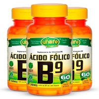 Kit 3 Vitamina B9 Ácido Fólico 60 Cápsulas Unilife - 1
