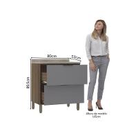 Balcão De Cozinha 80cm 2 Gavetões Com Tampo Aspen Luciane Móveis Vanilla Com Cinza Puro - 2