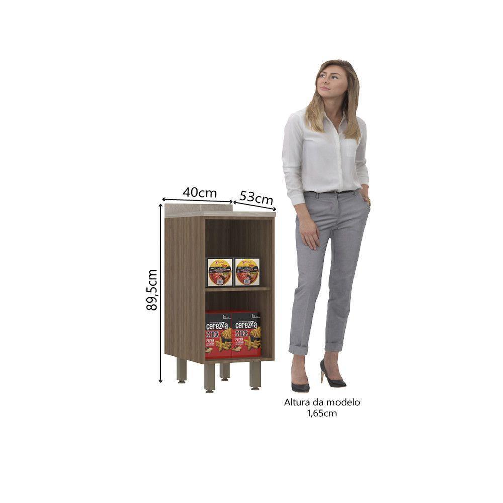 Balcão De Cozinha 40cm 1 Porta Com Tampo Aspen Luciane Móveis Vanilla Com Cinza Puro - 4