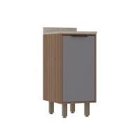 Balcão De Cozinha 40cm 1 Porta Com Tampo Aspen Luciane Móveis Vanilla Com Cinza Puro - 1