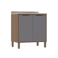 Balcão De Cozinha 80cm 2 Portas Com Tampo Aspen Luciane Móveis Vanilla Com Cinza Puro - 1