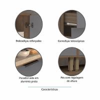 Balcão De Cozinha Para Pia 120cm 2 Portas E 3 Gavetas Sem Tampo Aspen Luciane Móveis Vanilla Com Cinza Puro