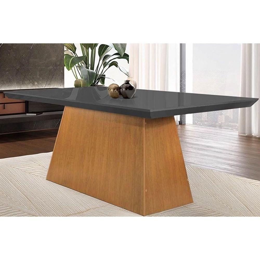 Mesa para Cozinha Luna + Tampo Madeirado Curvo 180x90cm Grafite/Imbuia - Rufato - 1