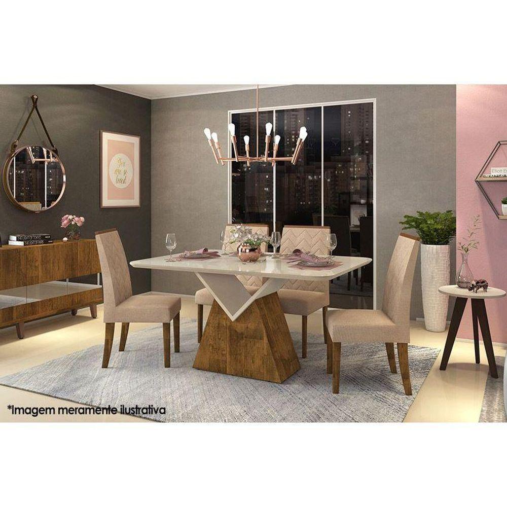 Mesa para Cozinha Argo + Tampo Madeirado Vidro Curvo 136x90cm Freijo/Cinza Urbano/Cinza Urbano - DJ Móveis - 2