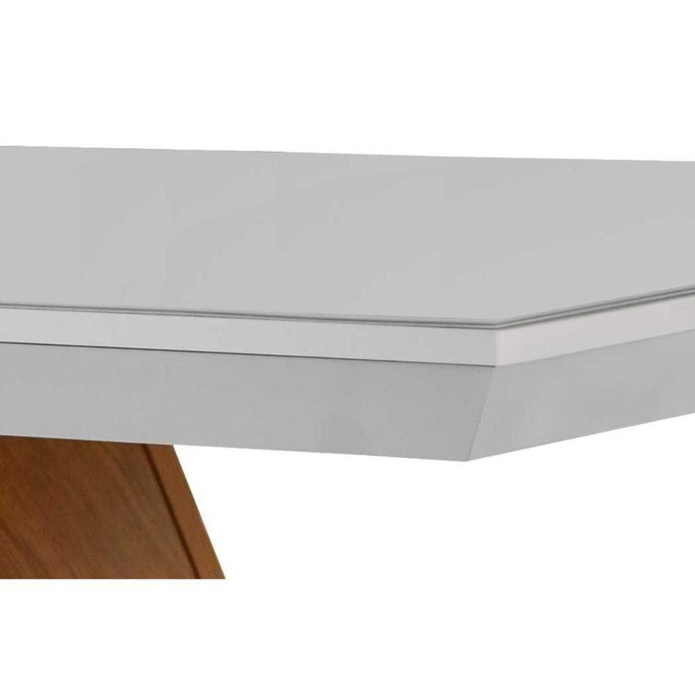 Mesa para Cozinha Alvorada + Tampo Madeirado Vidro Reto 180x90cm Imbuia/Off White - Rufato - 4