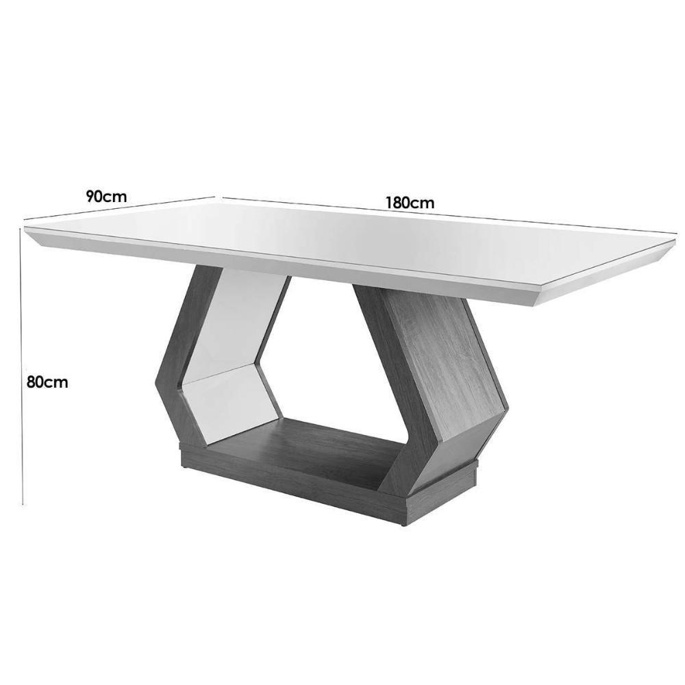 Mesa para Cozinha Alvorada + Tampo Madeirado Vidro Reto 180x90cm Imbuia/Off White - Rufato - 8