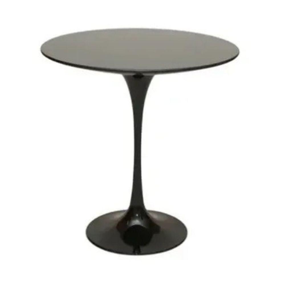 Mesa Lateral Tulipa Saarinen Redonda 51 Cm Laqueada Cor Preto - 1