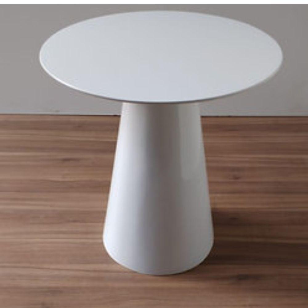 Mesa Lateral Cone Redonda 41 Cm Tampo Laca Branca Base Branca Cor Branco - 4