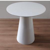 Mesa Lateral Cone Redonda 41 Cm Tampo Laca Branca Base Branca Cor Branco - 2