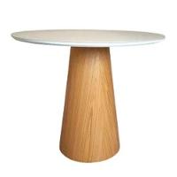 Mesa De Apoio Cone Base Laminada Em Madeira Natural - Tampo Laqueado 70 Cm Altura 70 Cm Cor Branco - 2