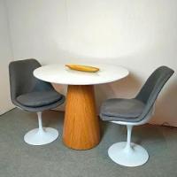 Mesa De Jantar Cone 90 Cm Base Madeira Freijó Tampo Laca + Vidro Branco - 1