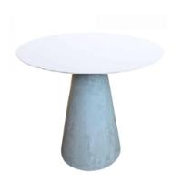 Mesa Lateral Cone Cimento Rústico Tampo Laqueado 51 Cm Cor Branco - 1