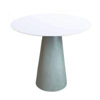 Mesa De Apoio Cone Cimento Queimado - Tampo Laqueado 60 Cm Altura 60 Cm Cor Branco - 1