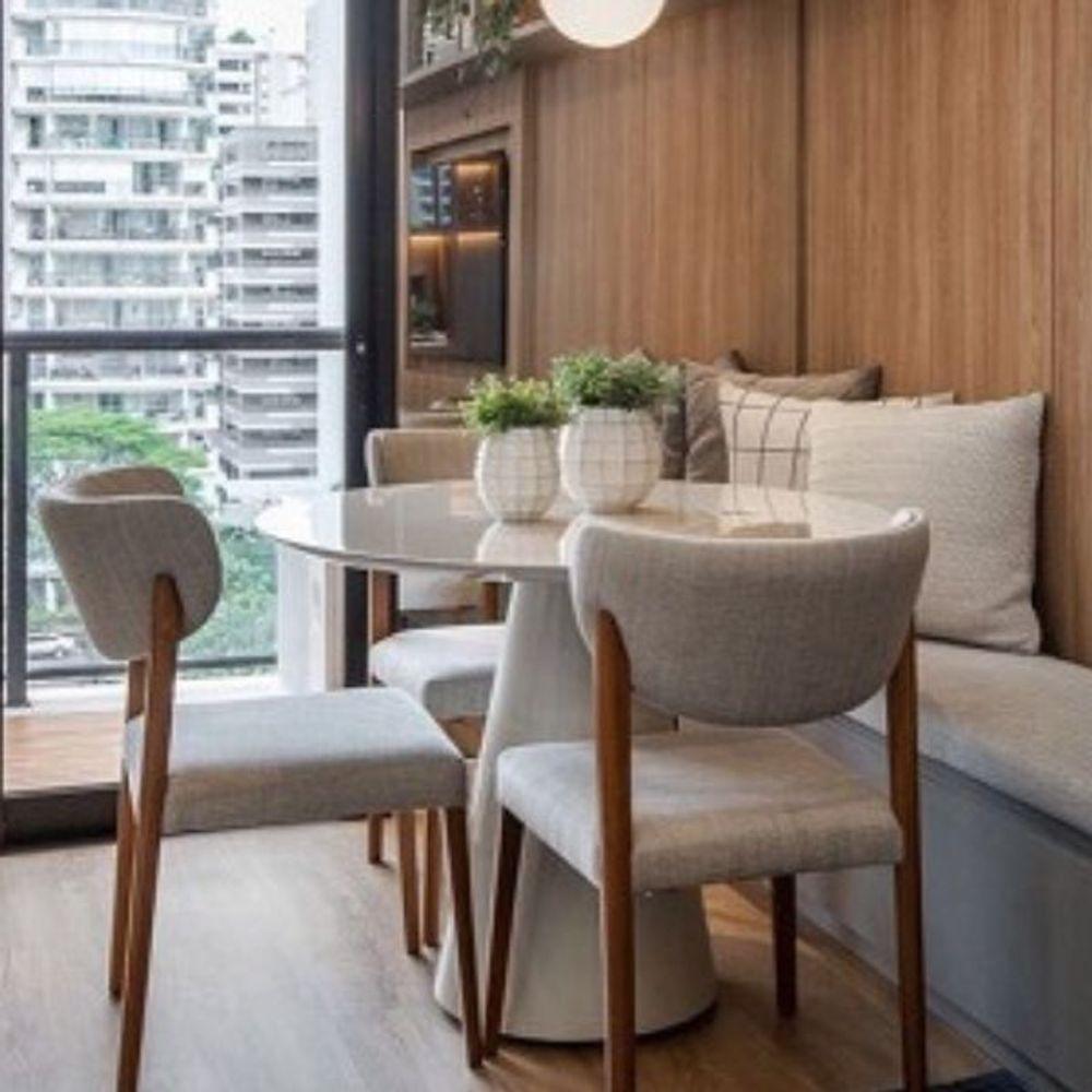 Mesa De Jantar Cone 90 Cm Tampo De Vidro Laca Branca Cor Branco - 2