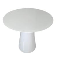 Mesa De Jantar Cone 90 Cm Tampo De Vidro Laca Branca Cor Branco - 1