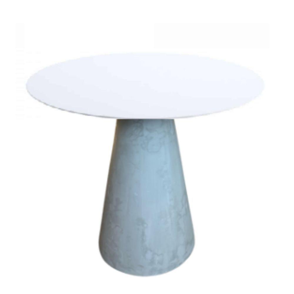 Mesa Lateral Cone Cimento Rústico Tampo Laqueado 41 Cm Branco - 1