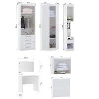 Quarto De Canto Solteiro Com Guarda Roupas Cabeceira E Escrivaninha Alpes Luciane Móveis Branco Pf Com Branco Pf