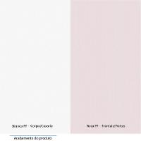 Quarto De Canto Solteiro Com Guarda Roupas Cabeceira E Escrivaninha Alpes Luciane Móveis Branco Pf Com Rosa Pf - 5