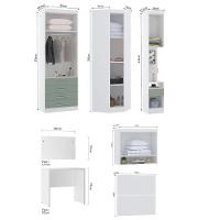 Quarto De Canto Solteiro Com Guarda Roupas Cabeceira E Escrivaninha Alpes Luciane Móveis Branco Pf Com Verde Pf