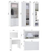 Quarto De Canto Casal Com Guarda Roupas Cabeceira E Escrivaninha Alpes Luciane Móveis Branco Pf Com Branco Pf
