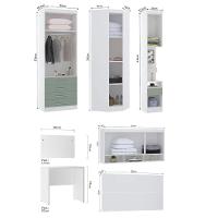 Quarto De Canto Casal Com Guarda Roupas Cabeceira E Escrivaninha Alpes Luciane Móveis Branco Pf Com Verde Pf - 3