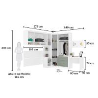 Quarto De Canto Casal Com Guarda Roupas Cabeceira E Escrivaninha Alpes Luciane Móveis Branco Pf Com Verde Pf