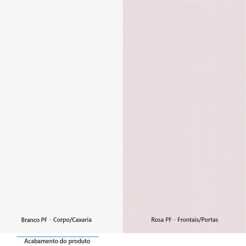 Quarto De Canto Casal Com Guarda Roupas Cabeceira E Escrivaninha Alpes Luciane Móveis Branco Pf Com Rosa Pf - 5