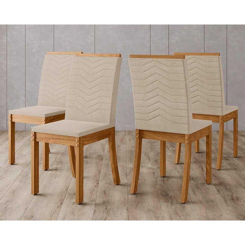 Kit 4 Cadeiras Sala Jantar Isa 4 Un Nature-veludo Light Linho - Henn - 1