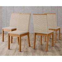 Kit 4 Cadeiras Sala Jantar Isa 4 Un Nature-veludo Light Linho - Henn - 1