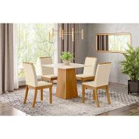 Kit 4 Cadeiras Sala Jantar Isa 4 Un Nature-veludo Light Linho - Henn