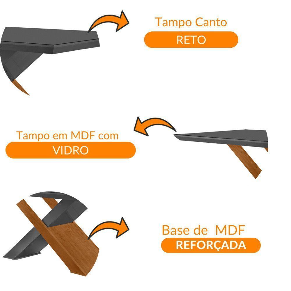 Mesa Para Sala De Jantar Carol 180cm Em Mdf E Vidro Canto Reto Grafite/ Imbuia/ Serig. Grafite - 3
