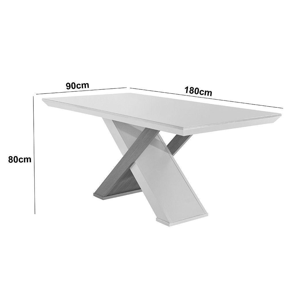 Mesa Para Sala De Jantar Carol 180cm Em Mdf E Vidro Canto Reto Grafite/ Imbuia/ Serig. Grafite - 5