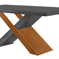 Mesa Para Sala De Jantar Carol 180cm Em Mdf E Vidro Canto Reto Grafite/ Imbuia/ Serig. Grafite - 2