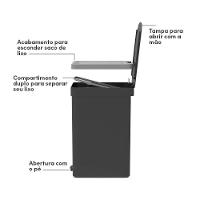 Lixeira Com Pedal Trium 30 L Com Duplo Compartimento Branco Ou - 6