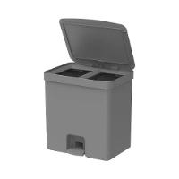 Lixeira Com Pedal Trium 30 L Com Duplo Compartimento Chumbo Ou - 1