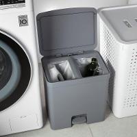 Lixeira Com Pedal Trium 30 L Com Duplo Compartimento Chumbo Ou - 3