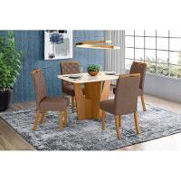 Mesa de Sala Jantar Vértice SC44 + Tampo Madeirado Vidro Curvo 120x80cm Nature/Off White - Henn - 2