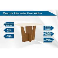 Mesa de Sala Jantar Vértice SC44 + Tampo Madeirado Vidro Curvo 120x80cm Nature/Off White - Henn - 3