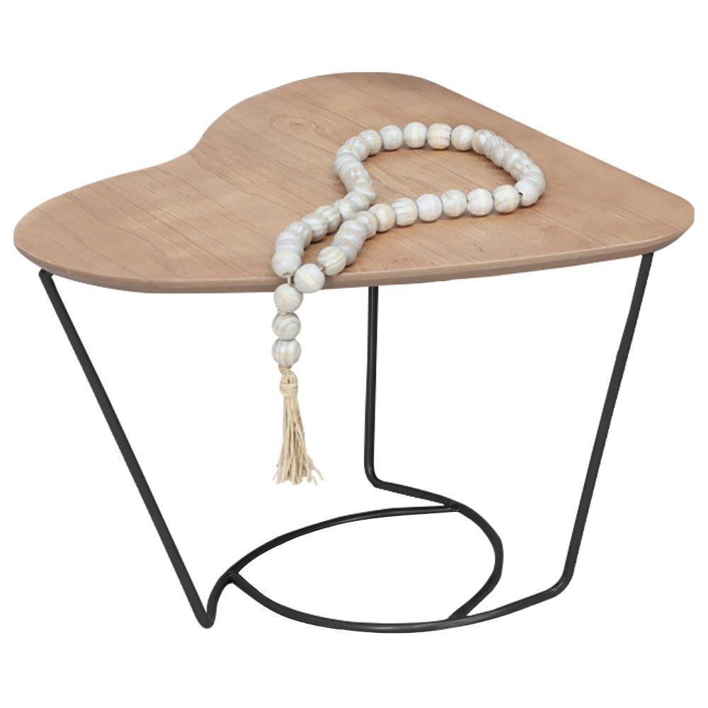 Mesa De Centro Organica Coraçao Amendoa Base Metal Preto Nacc Amendoa Preto - 1