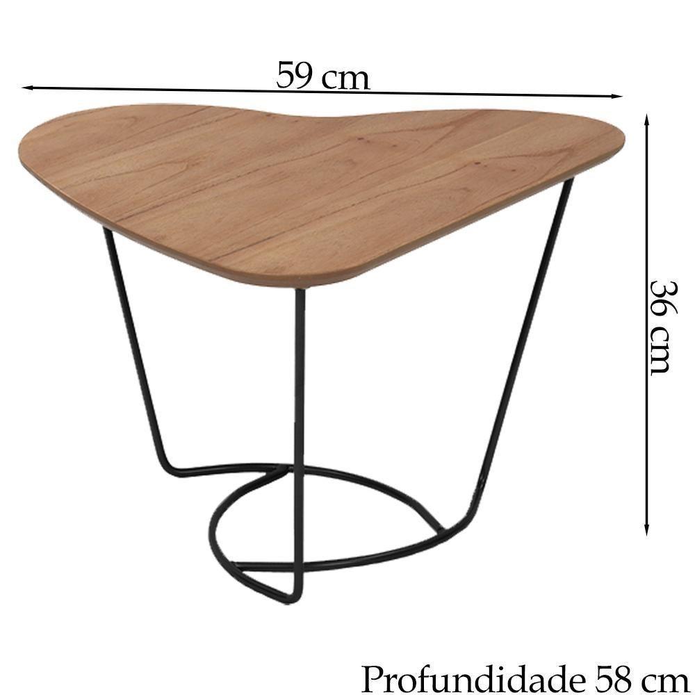 Mesa De Centro Organica Coraçao Amendoa Base Metal Preto Nacc Amendoa Preto - 2
