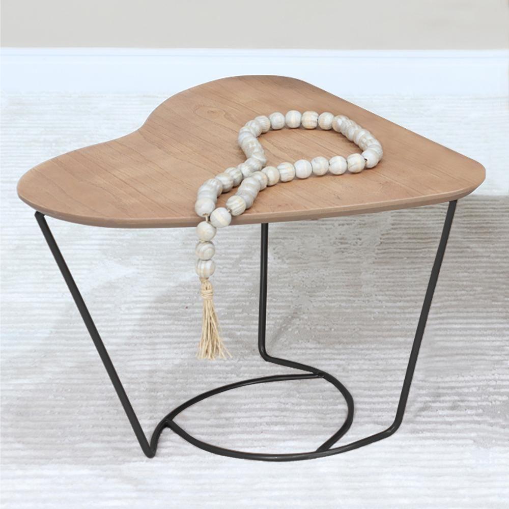 Mesa De Centro Organica Coraçao Amendoa Base Metal Preto Nacc Amendoa Preto - 3