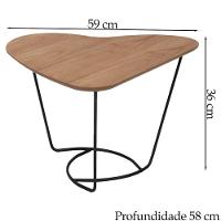 Mesa De Centro Organica Coraçao Amendoa Base Metal Preto Nacc Amendoa Preto - 2
