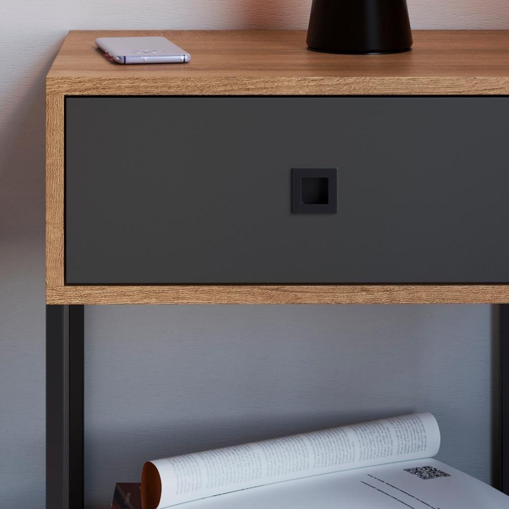 Mesa De Cabeceira Estilo Industrial 01 Gvt P1026 Mell Grafite Pp Mell Grafite - 5