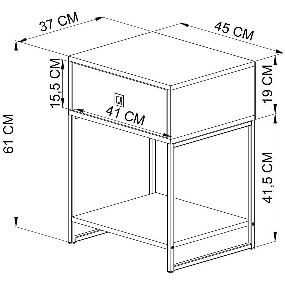 Mesa De Cabeceira Estilo Industrial 01 Gvt P1026 Mell Grafite Pp Mell Grafite - 6